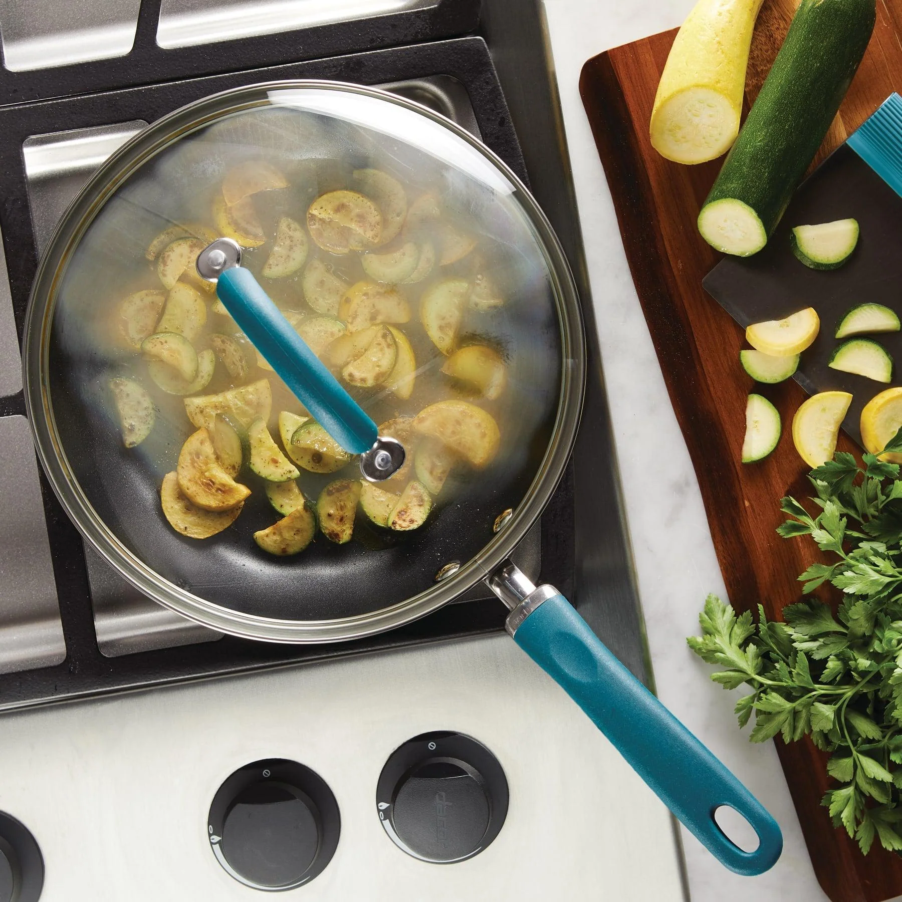 10.25-Inch Create Delicious Hard Anodized Nonstick Induction Covered Deep Frying Pan - Image 9