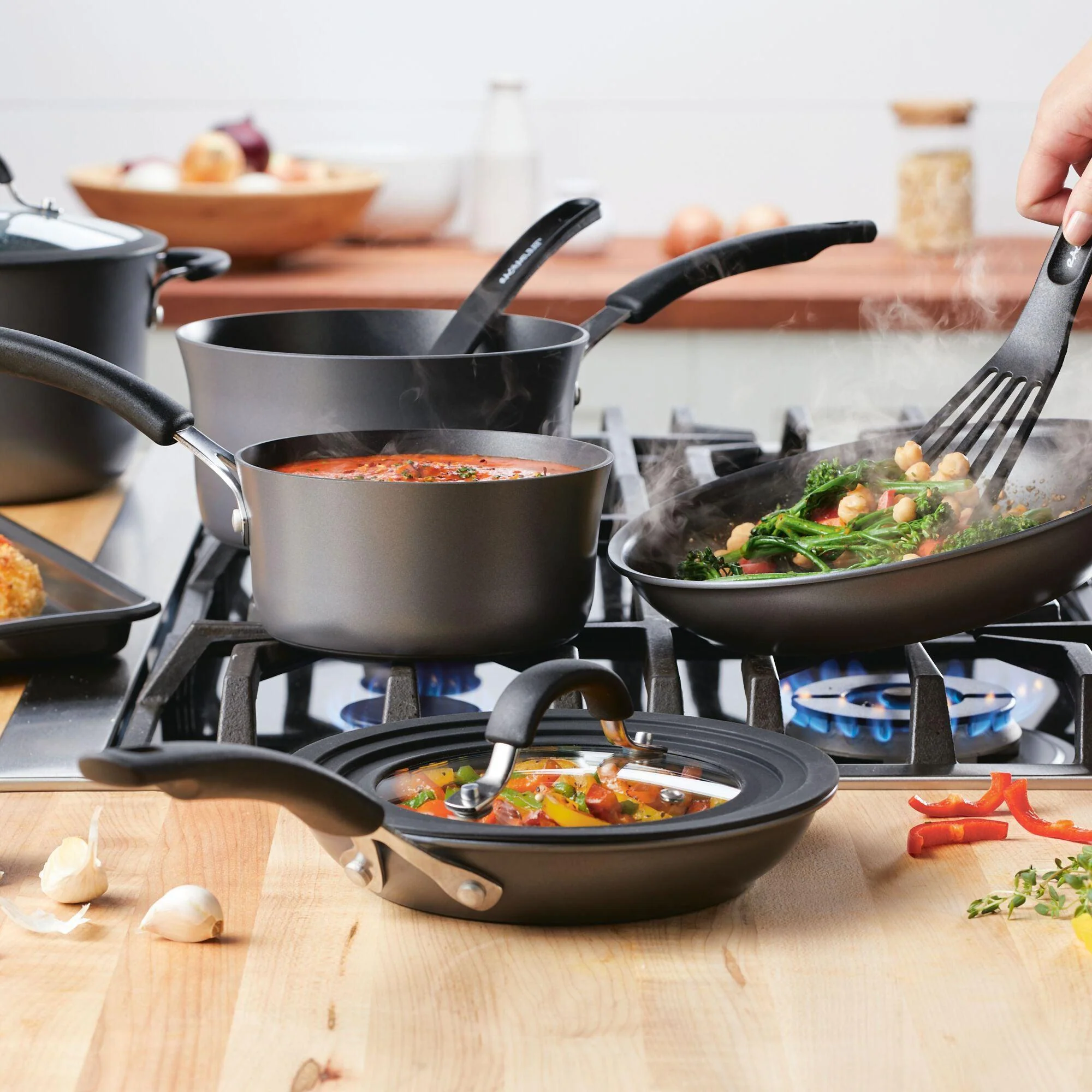 10-Piece Cook + Create Hard Anodized Nonstick Cookware Set - Image 3