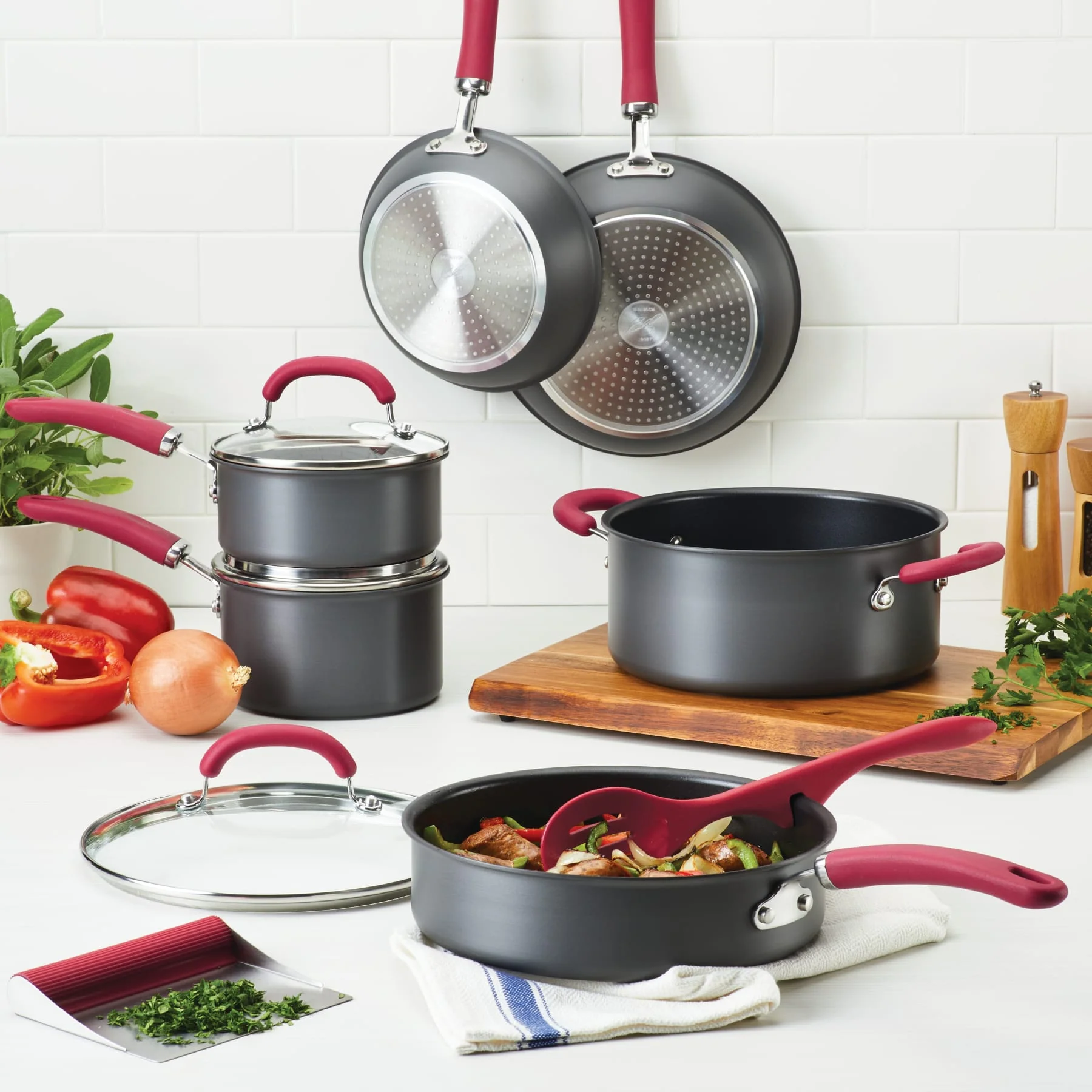 11-Piece Create Delicious Hard Anodized Nonstick Induction Cookware Set - Image 10