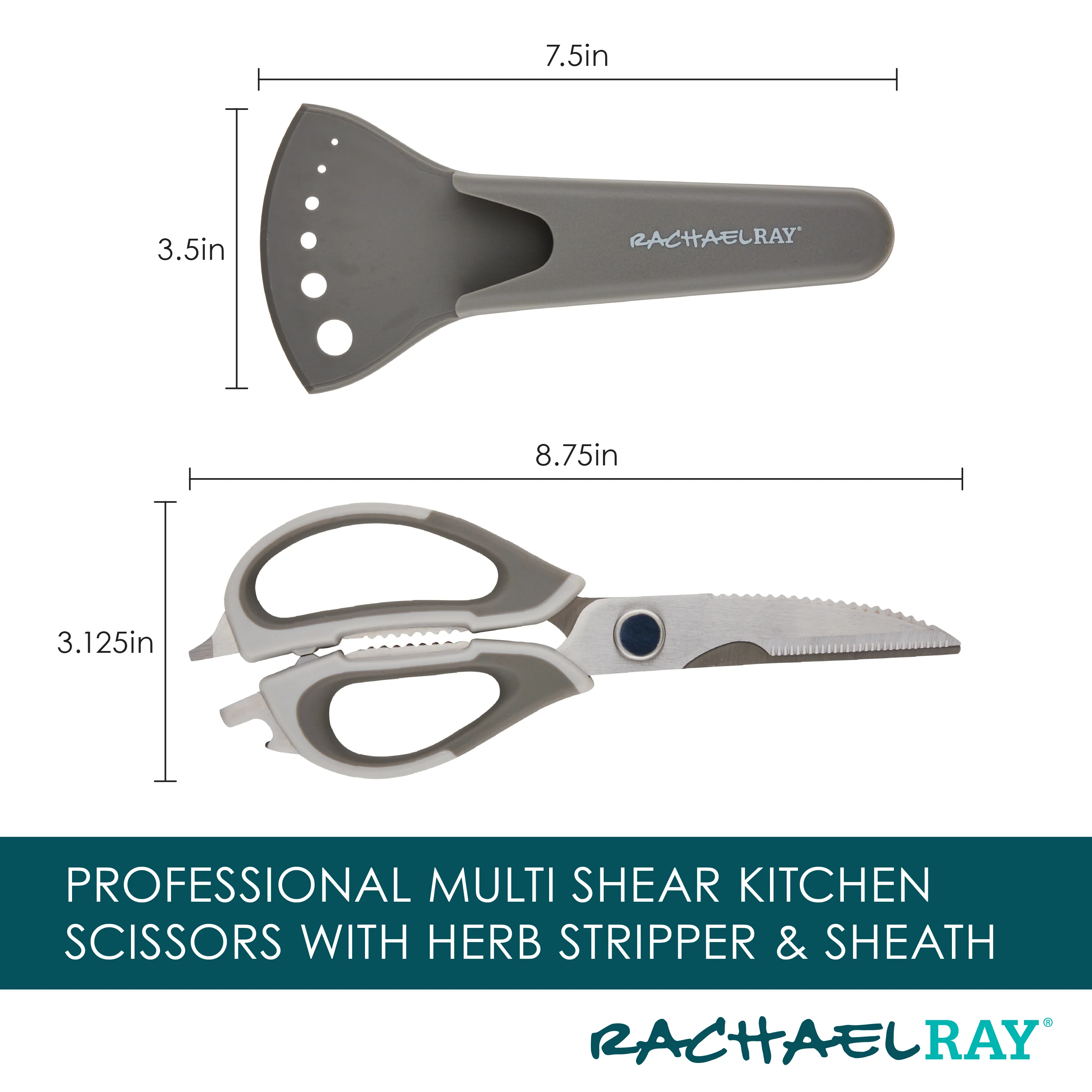 Multi Shear Kitchen Scissors with Herb Stripper and Sheath - Image 7