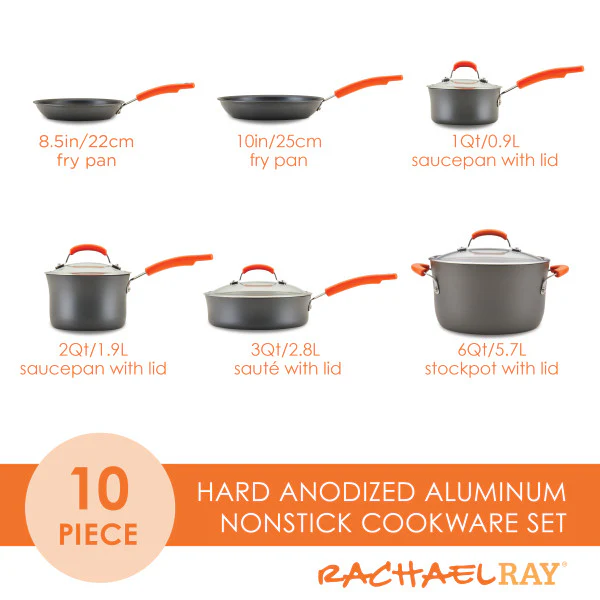 10-Piece Classic Brights Hard Anodized Nonstick Cookware Set - Image 5