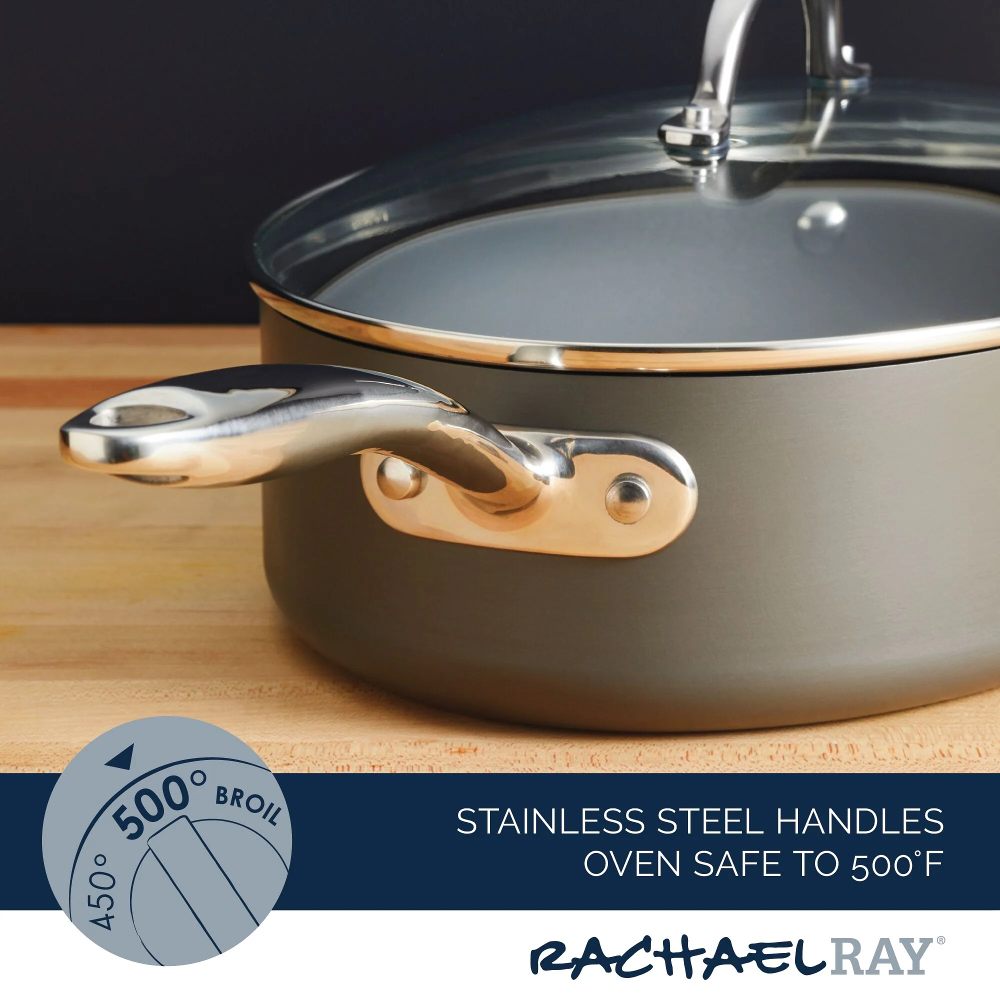 5-Quart Professional Hard Anodized Nonstick Oval Sauté Pan with Lid - Image 6