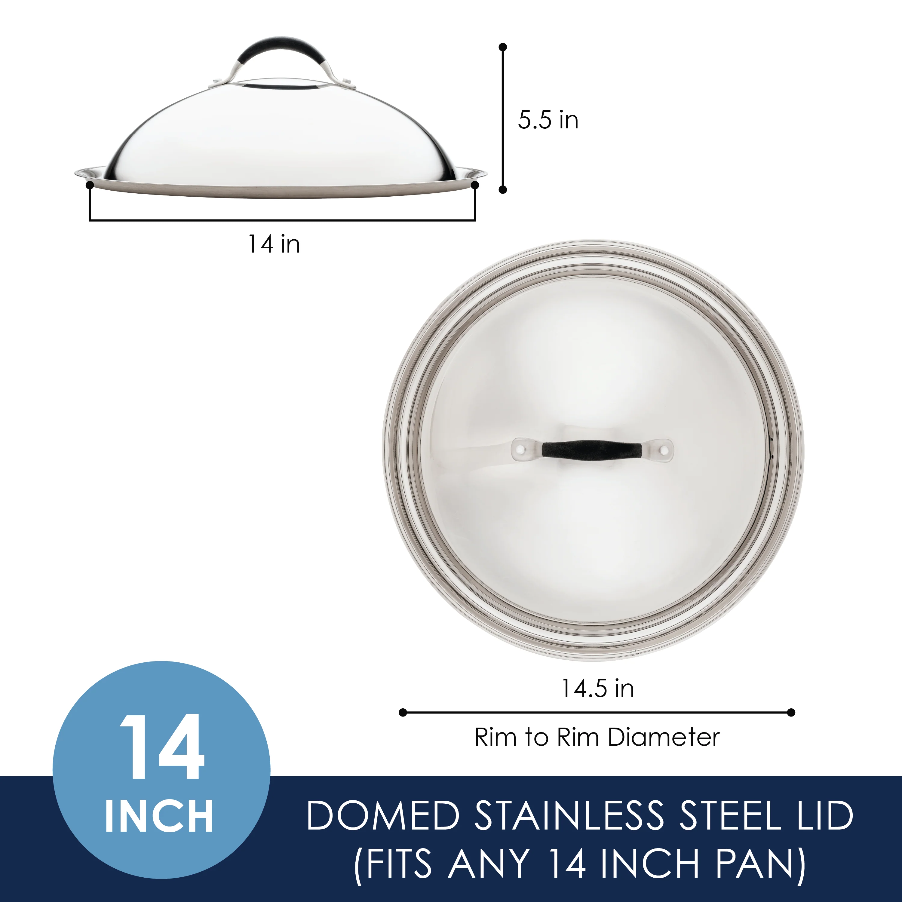 14-Inch Stainless Steel Domed Lid - Image 5